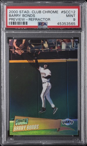 2000 STADIUM CLUB CHROME PREVIEW REFRACTOR #SCC12 BARRY BONDS PSA 9