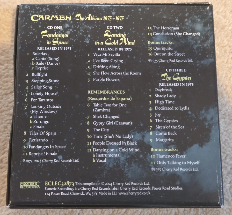 CARMEN - The Albums 1973-19 VG COND 3xCD Box Set Fandangos In Space/The Gypsies - Image 2 of 4