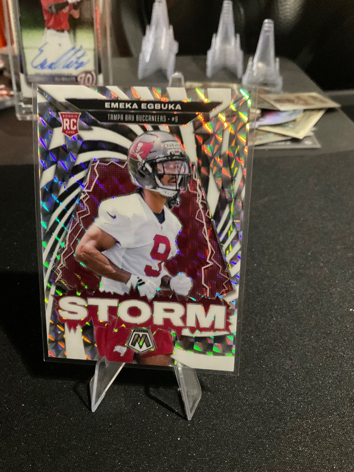 Emeka Egbuka 2025 Panini Mosaic RC White Storm 9/25 Jersey # match.