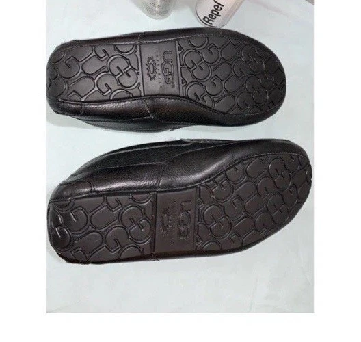 UGG мужской Ascot из черной кожи тапочки шерсти меха 5379B мокасины размер 10 - Изображение 2 из 4