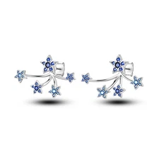 MULA Orignal Blue Stars Stud Earrings CZ For Women Jewelry 925 Sterling Silver