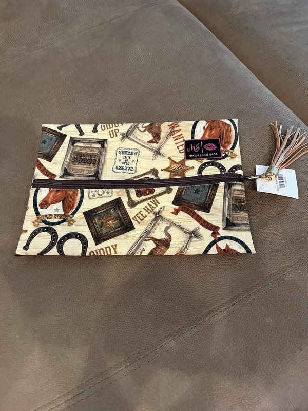 Makeup Junkie bag NWT western print size medium
