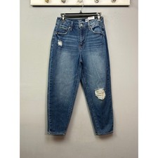 Time and Tru Jeans Womens 4 High Rise Distressed Medium Wash Straight Leg NEW