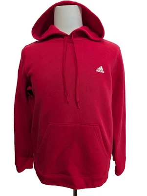 ➜ Sweat à Capuche Adidas Rouge Logo Blanc - Taille L (Ajusté) - Photo 1/4