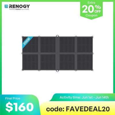 Renogy 200W Solar Panel Blanket Portable Solar Suitcase Foldable Solar Panel