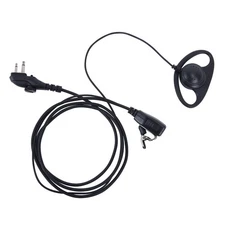 D-Shape Ear Hook Earpiece, Hytera BD502 PD502 PD562 TC508, 2-Pin, Mic, Big PTT