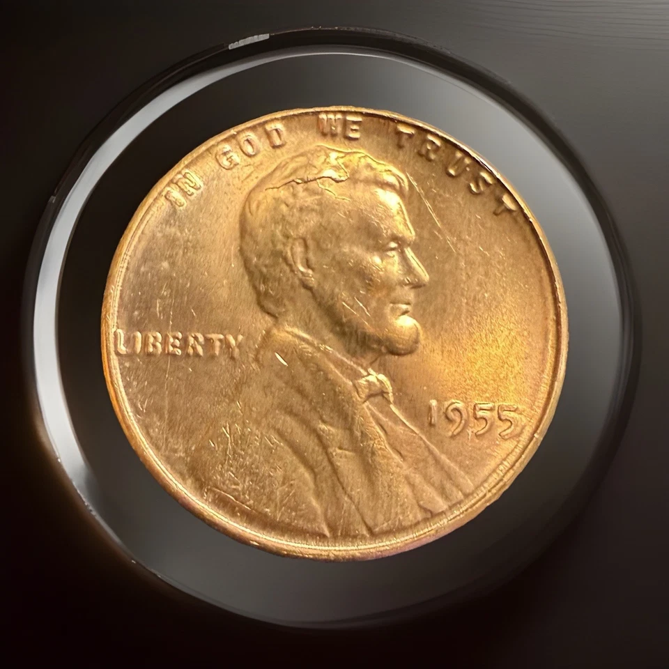 ✔️1955 LINCOLN PENNY Brilliant BU MS WDDO-003 MAJOR CRACKED SKULL POOR MANS DDO  - Image 4 of 4