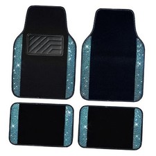 Bling Rhinestones Diamond Waterproof Car Floor Mat, Crystal Mint Diamond