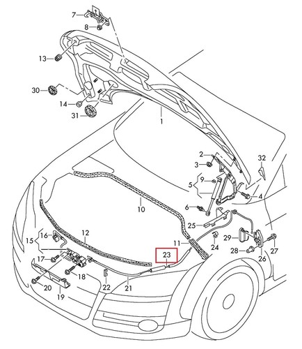 AUDI TT 2007 - 2014 Black Bonnet Release Cable 802MM RHD Genuine 8J2823535B - Picture 4 of 5