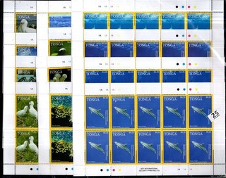 SF TONGA MNH BIRDS SHARKS CORAL DOLPHINS WHALES