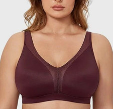New DELIMIRA??Burgundy Satin Full Coverage Non Padded Non Wired Bra??38C # 51