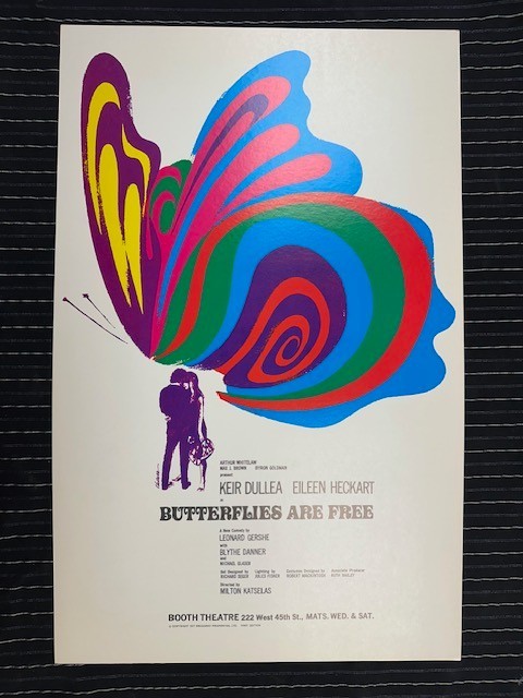 BUTTERFLIES ARE FREE WINDOW CARD POSTER VINTAGE 1977 FIRST EDITION 14''X22''