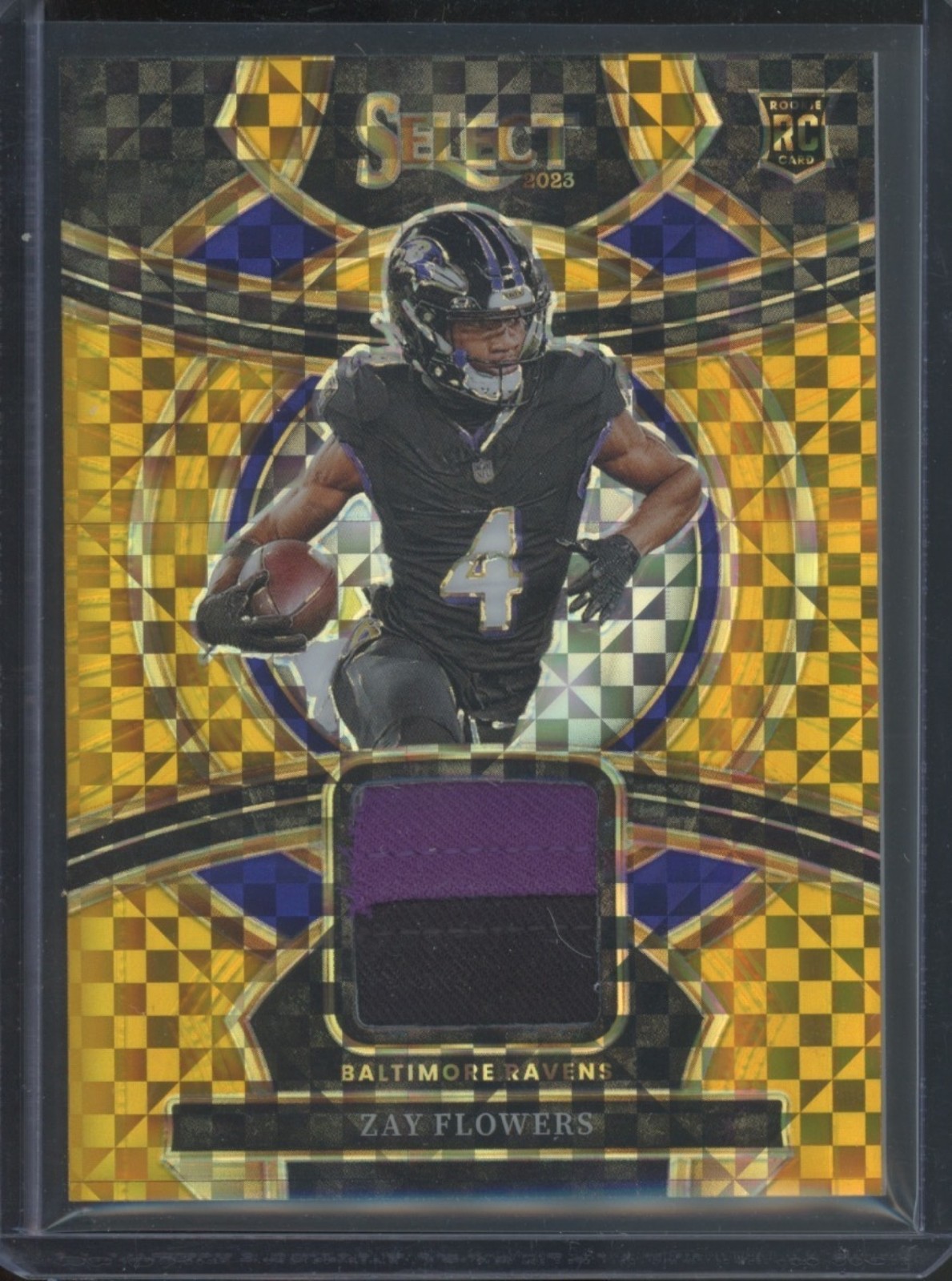 Zay Flowers Panini Select Rookie Swatches #RSWZFL Gold Prizm