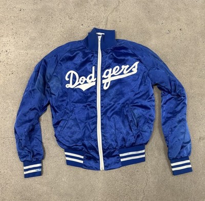 Vintage Los Angeles Dodgers USA Blue satin snap button Jacket Mens