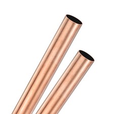 2-Pack Copper Round Tube, 12mm OD 0.5mm Thick 200mm Length Straight Pipe Tubing