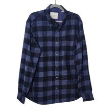 Weatherproof Vintage Men's Blue Check Flannel Shirt Size XL Blue Flannel Shirt