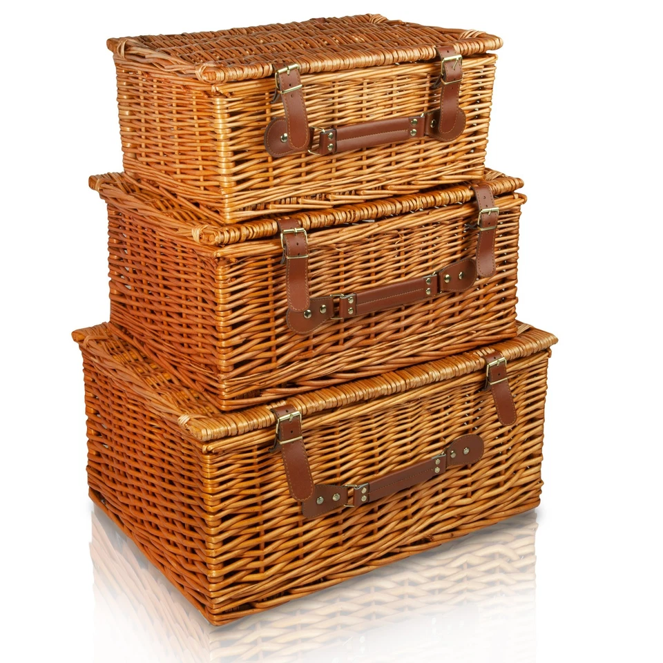 White Honey Grey Brown Empty Wicker Picnic Gift Hampers Shop Retail Display Box - Image 3 of 4