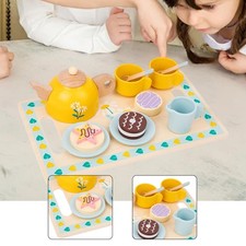Wooden Tea Set Kitchen Accessories for 3 4 5 Years Old Children Little Girls
