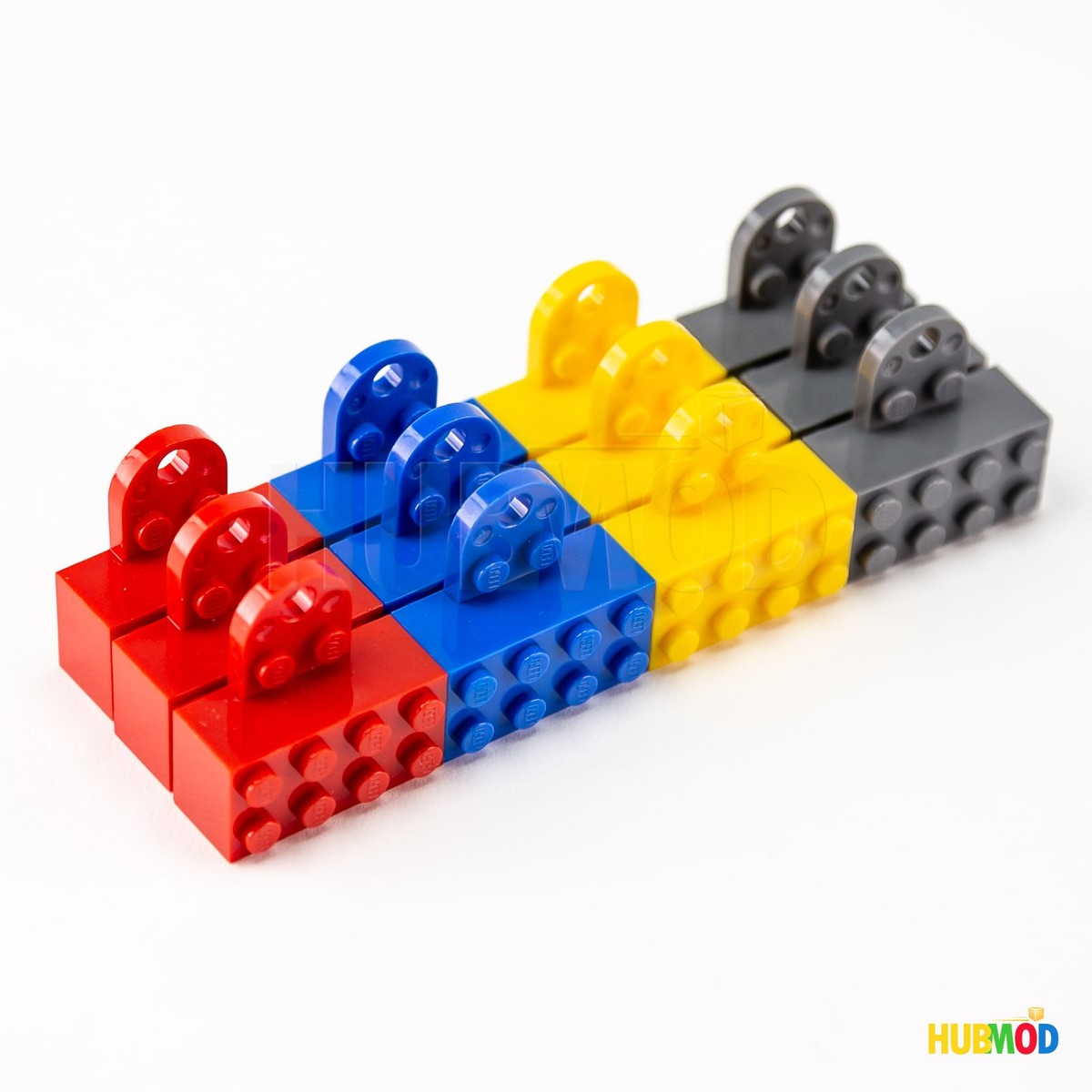 12-Pack Lego Red Blue Yellow Gray Magnet Brick Minifigure Stand