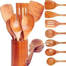 Teak wooden cooking spoon set of 9