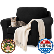 SUBRTEX 3 Piece Sofa Slipcover Set Small Black Couch Cover Furniture Protector