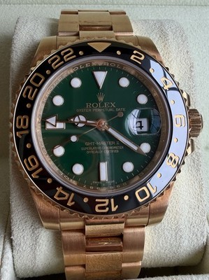 Rolex GMT-Master II Green Dial Rose Gold Bracelet Black/Gold 24-Hour GMT Date