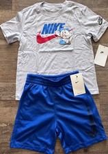 NWT Nike Little Boys 6 Light Blue/Royal/Red/White Big Logo BASEBALL Shorts Set