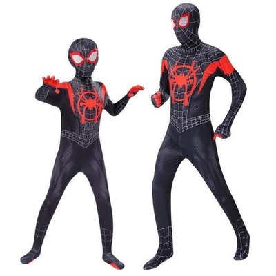 Spiderman Jumpsuit Kids Costume Cosplay Into the Spider Verse Miles Morales NEW