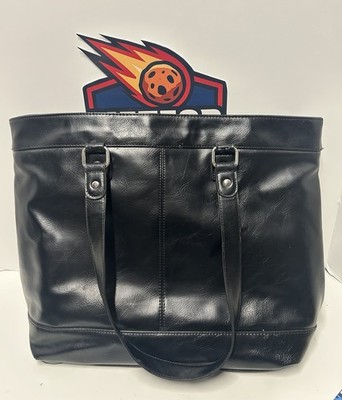 Franklin Covey Black Faux Leather Tote Bag Career Work