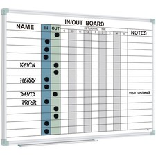 in and Out Magnetic Dry Erase Board, Employee in/Out Planner Board 24" x 18",...