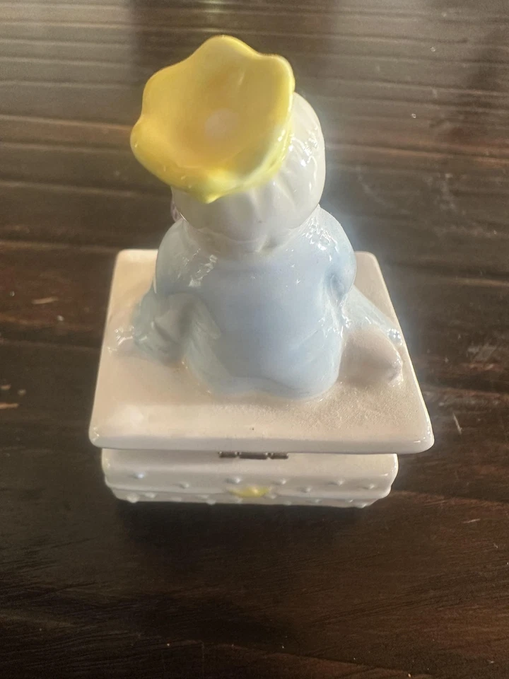 Грязевой пирог первый завиток на петлях фарфора безделушка сувенирная коробка Baby Crown медведь синий - Изображение 3 из 4