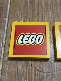 LEGO 2010 City Yellow Brick Panel 1 x 6 x 5 Lego Logo 59349pb012 Lot Of 2