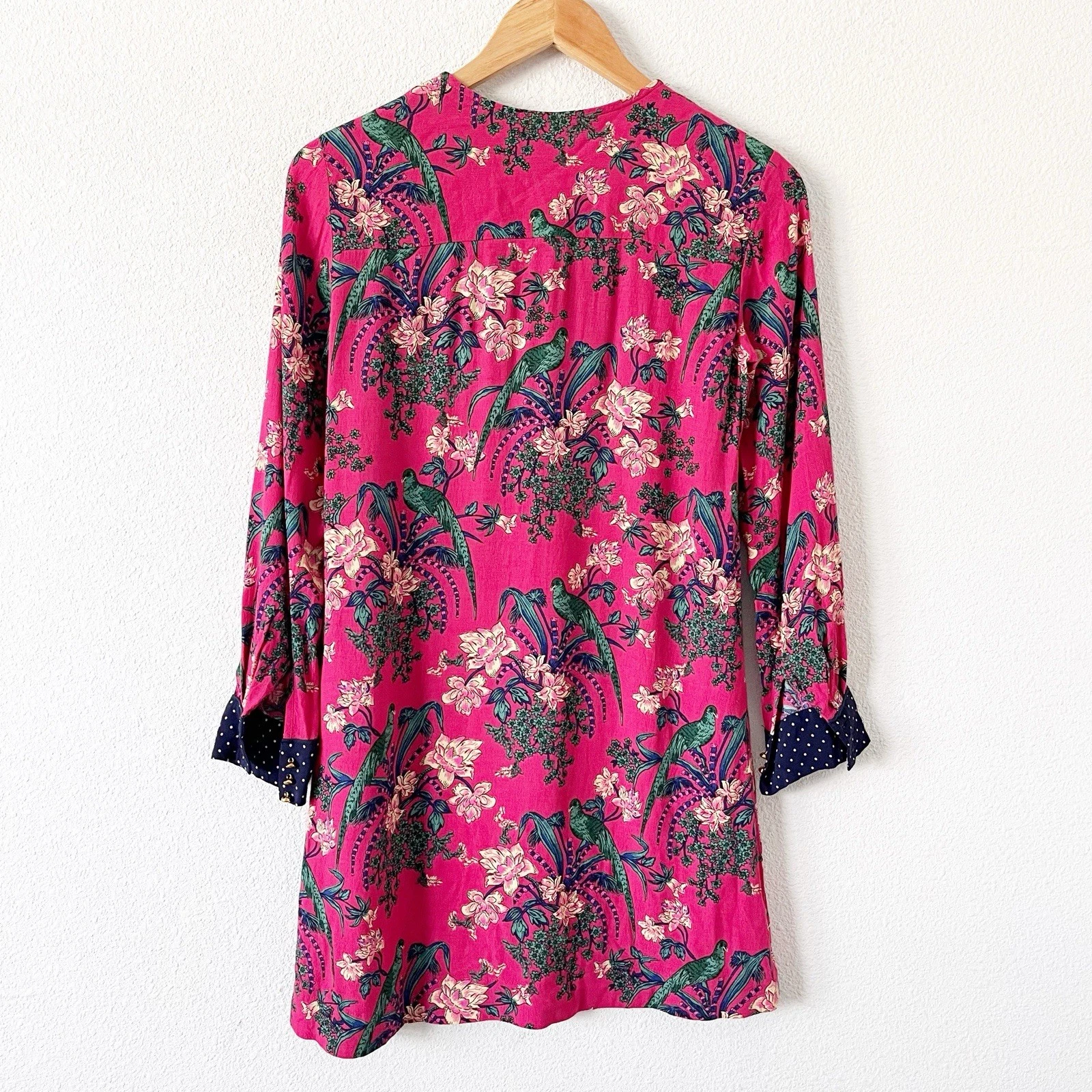 PALM ANGELS Abito Anthropologie rosa navy stampa floreale uccellino taglia 0P