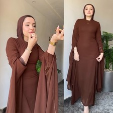 Ramadan Long Dress Abaya Muslim Women Kaftan Evening Maxi Robe Dubai Modest Gown