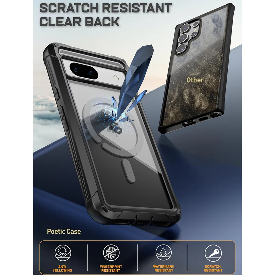 For Google Pixel 8 8 Pro 8A Case Poetic Built-in Screen with MagSafe Clear Cover - Image 3 of 4