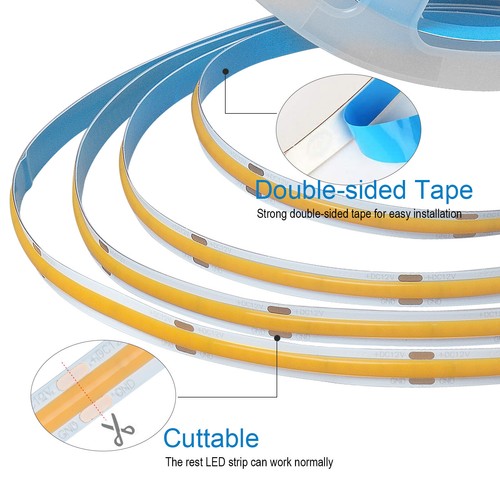 DC12V COB LED Strip High Density Flexible 3000K 4000K 6000K Tape Cabinet Kitchen - Picture 7 of 41