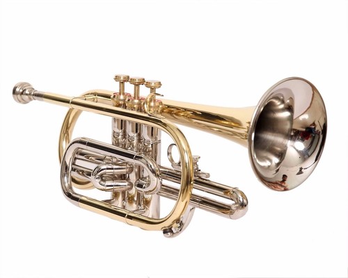 Bb CORNET NICKEL BRASS FINISH FREE HARD CASE+MOUTHIPIECE+FAST SHIP - Picture 5 of 5