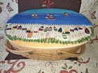Nantucket Style Picnic Basket With Ceramic  Seaside Style Top