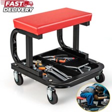 Mechanic Stool Creeper Seat 330lb Padded Rolling Shop Garage w/ Tool Tray Chair`