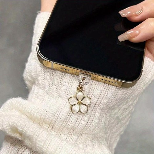 1 Piece Gardenia Flowers Phone Dust Plug Pendant For Phone/Samsung/Type-C - Zdjęcie 4 z 17
