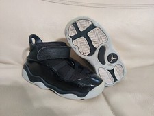 Nike Air Jordan 6 Rings Shoes Size 8c Black White Baby Toddler 323420-011 Patent