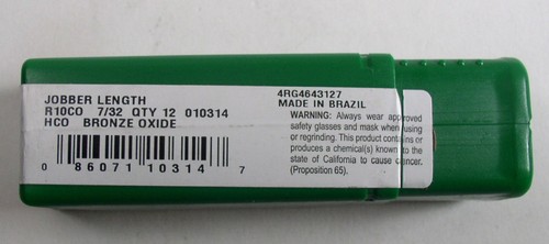 (12) Precision R10CO 10314 7/32" HCO Bronze Oxide Jobber Length Bit Qty 12 - 第 2/2 張圖片