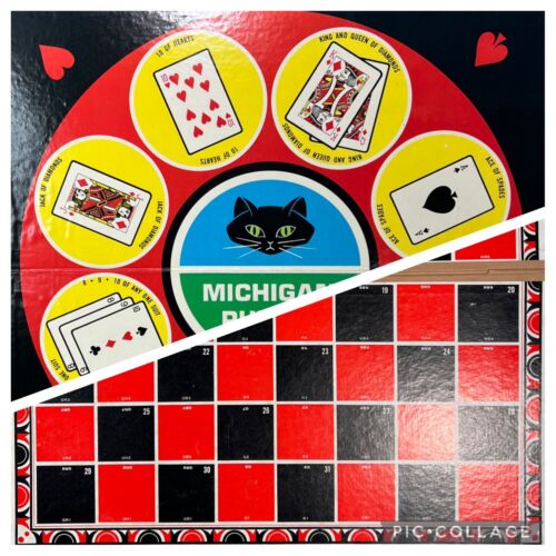 Vintage 1966 Transogram Black Cat Michigan Rummy Favorite Games Chess Checkers - Picture 2 of 24