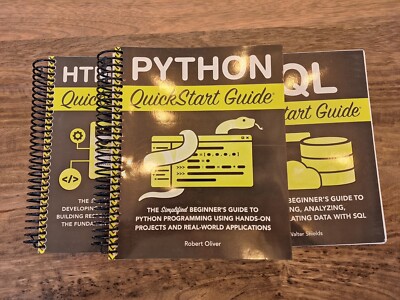 Lot of 3 Spiral-Bound Programming Books: QuickStart Guides Programming Bundle