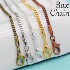 18 & 24 inches Stainless Steel 2mm Box Chain Necklace 45cm & 60cm N136 UK Seller