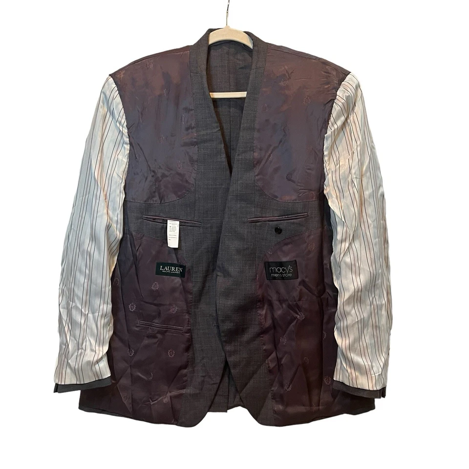 Casaco esportivo masculino Ralph Lauren lã 46 regular cinza azul xadrez blazer jaqueta 46R - Imagem 3 de 4