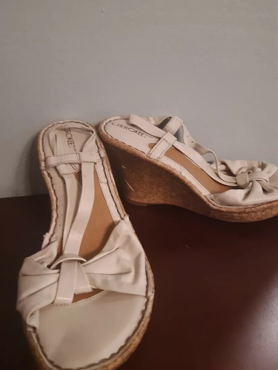 Cream colored wedge sandals sales