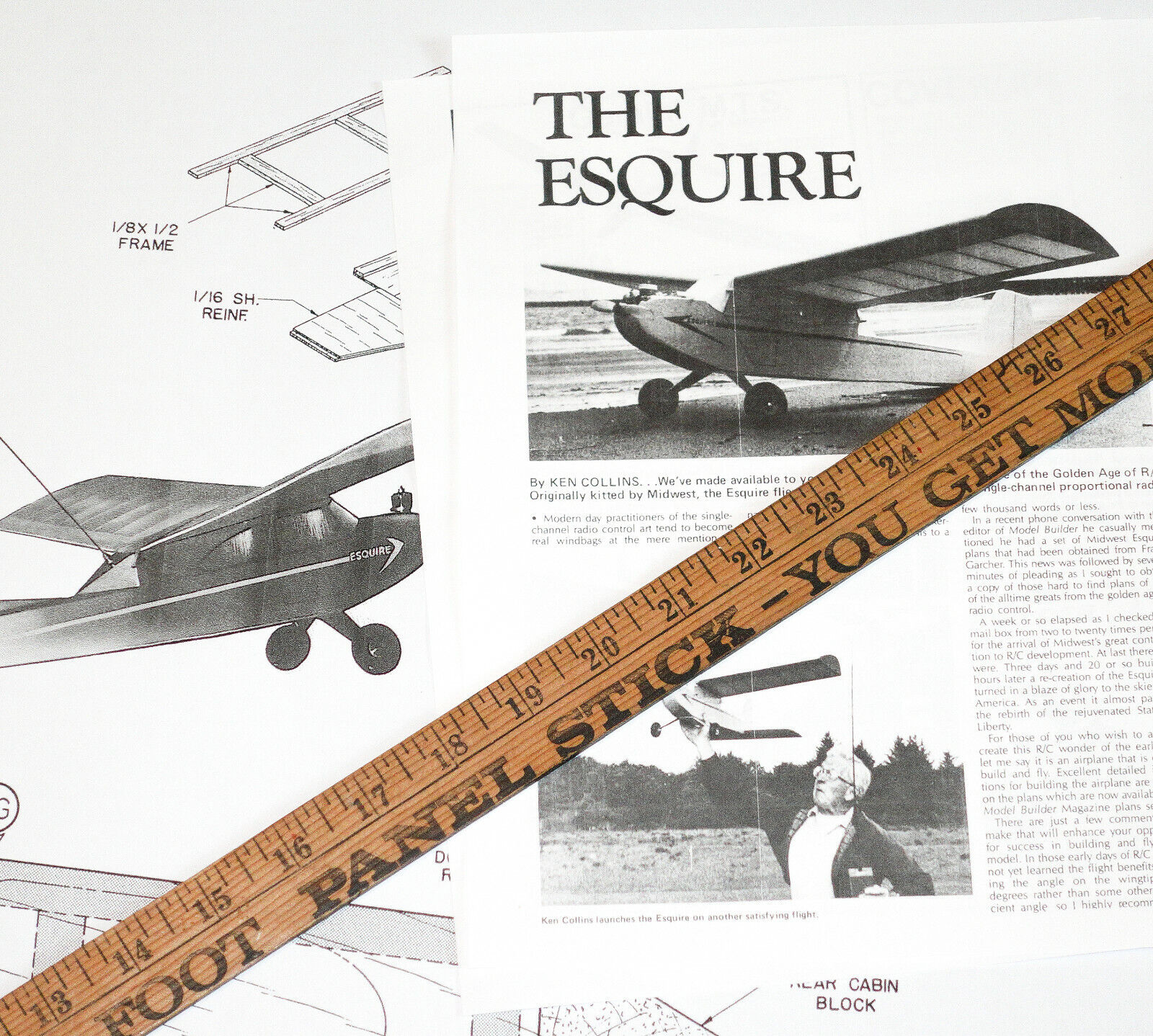ESQUIRE MIDWEST PLAN & Magazine Article to Build a 51” RC Model Airplane
