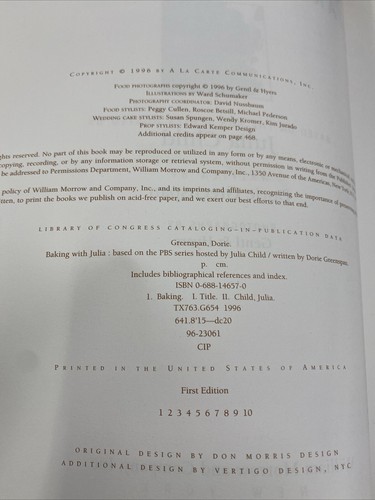 Julia Child - SIGNED- Baking with Dorie Greenspan 1ST EDIT 1996 Cookbook HC DJ - Picture 3 of 6