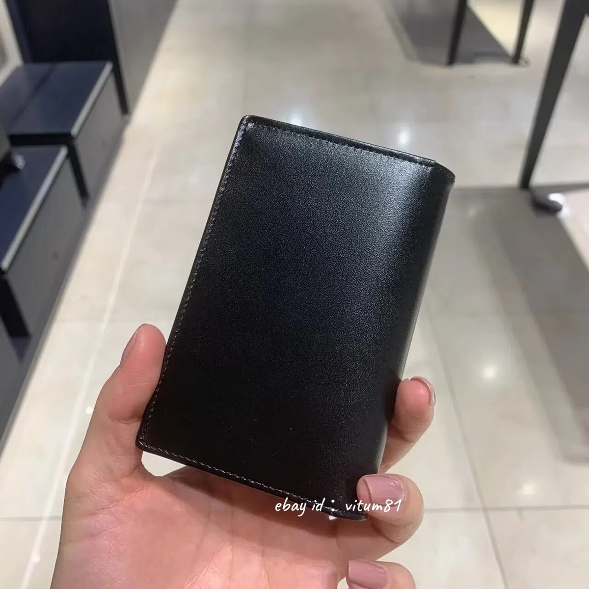 Montblanc 黒 レザー マネークリップ Montblanc Black Cowhide Wallet Business Card Holder